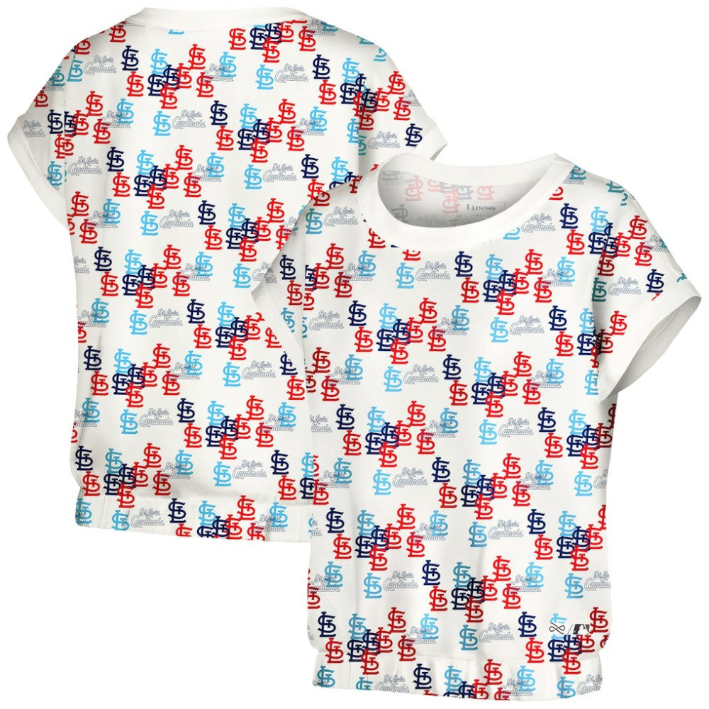 White St. Louis Cardinals Lusso Women's Madge Dolman Tri-Blend T-Shirt