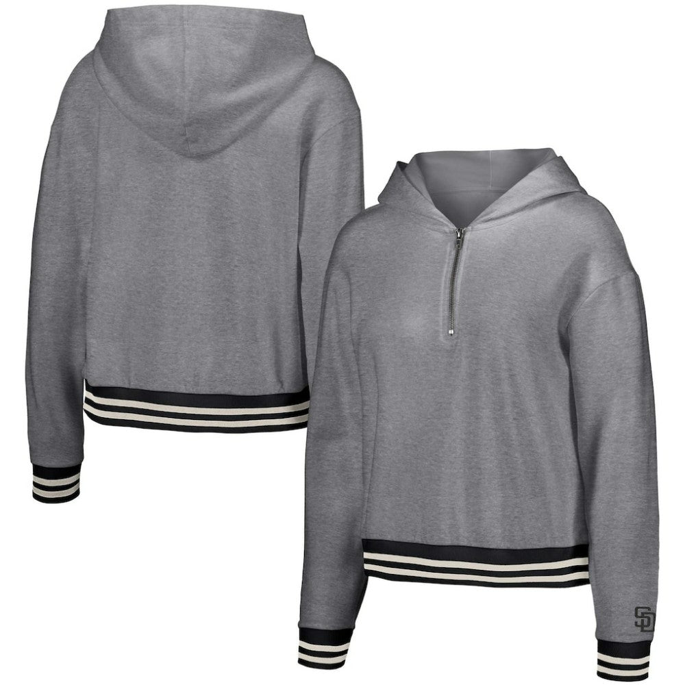 Gray San Diego Padres Lusso Women's Magnolia Tri-Blend Quarter-Zip Hoodie