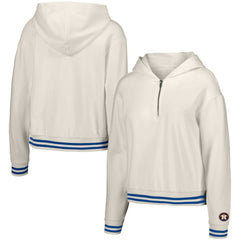 White Houston Astros Lusso Women's Magnolia Tri-Blend Quarter-Zip Hoodie
