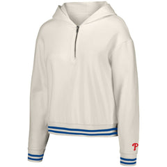 White Philadelphia Phillies Lusso Women's Magnolia Tri-Blend Quarter-Zip Hoodie