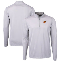 Gray/White Baltimore Orioles Cutter & Buck Virtue Eco Pique Micro Stripe Recycled Quarter-Zip Pullover Top