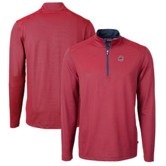 Red/Navy Chicago Cubs Cutter & Buck Virtue Eco Pique Micro Stripe Recycled Quarter-Zip Pullover Top