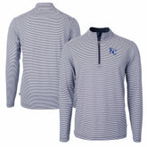 Navy/White Kansas City Royals Cutter & Buck Virtue Eco Pique Micro Stripe Recycled Quarter-Zip Pullover Top