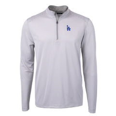 Gray/White Los Angeles Dodgers Cutter & Buck Virtue Eco Pique Micro Stripe Recycled Quarter-Zip Pullover Top