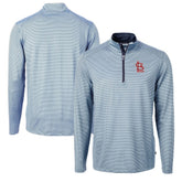 Light Blue/Navy St. Louis Cardinals Cutter & Buck Virtue Eco Pique Micro Stripe Recycled Quarter-Zip Pullover Top