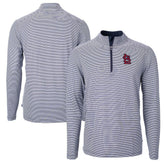 Navy/White St. Louis Cardinals Cutter & Buck Virtue Eco Pique Micro Stripe Recycled Quarter-Zip Pullover Top