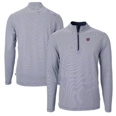 Navy/White Washington Nationals Cutter & Buck Virtue Eco Pique Micro Stripe Recycled Quarter-Zip Pullover Top