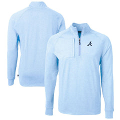 Heather Light Blue Atlanta Braves Cutter & Buck Adapt Eco Knit Stretch Recycled Quarter-Zip Pullover Top