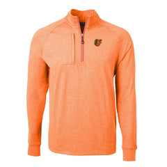 Heather Orange Baltimore Orioles Cutter & Buck Adapt Eco Knit Stretch Recycled Quarter-Zip Pullover Top