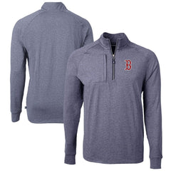 Heather Navy Boston Red Sox Cutter & Buck Adapt Eco Knit Stretch Recycled Quarter-Zip Pullover Top