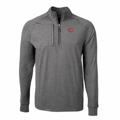 Heather Black Cincinnati Reds Cutter & Buck Adapt Eco Knit Stretch Recycled Quarter-Zip Pullover Top