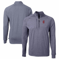 Heather Navy Cleveland Guardians Cutter & Buck Adapt Eco Knit Stretch Recycled Quarter-Zip Pullover Top
