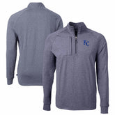 Heather Navy Kansas City Royals Cutter & Buck Adapt Eco Knit Stretch Recycled Quarter-Zip Pullover Top