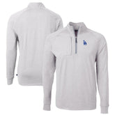 Heather Gray Los Angeles Dodgers Cutter & Buck Adapt Eco Knit Stretch Recycled Quarter-Zip Pullover Top