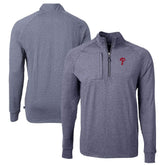 Heather Navy Philadelphia Phillies Cutter & Buck Adapt Eco Knit Stretch Recycled Quarter-Zip Pullover Top
