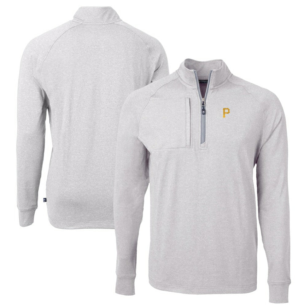 Heather Gray Pittsburgh Pirates Cutter & Buck Adapt Eco Knit Stretch Recycled Quarter-Zip Pullover Top