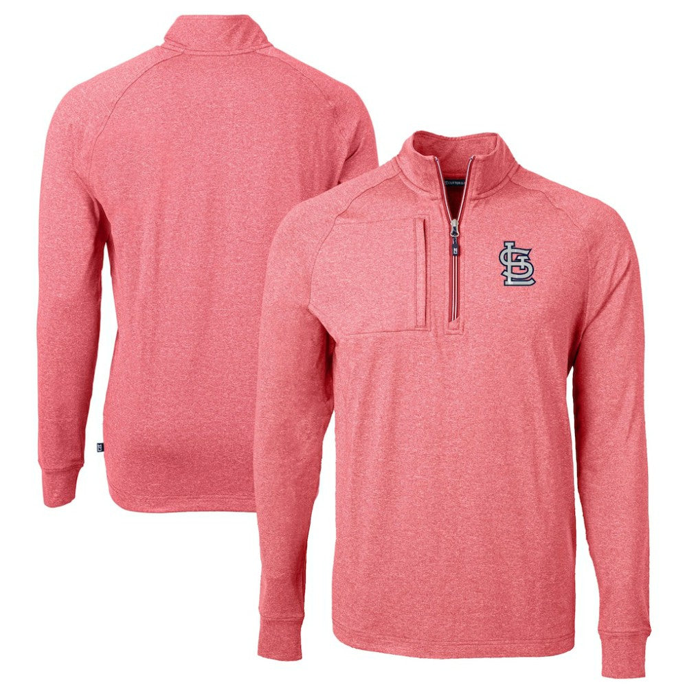 Heather Red St. Louis Cardinals Cutter & Buck Adapt Eco Knit Stretch Recycled Quarter-Zip Pullover Top