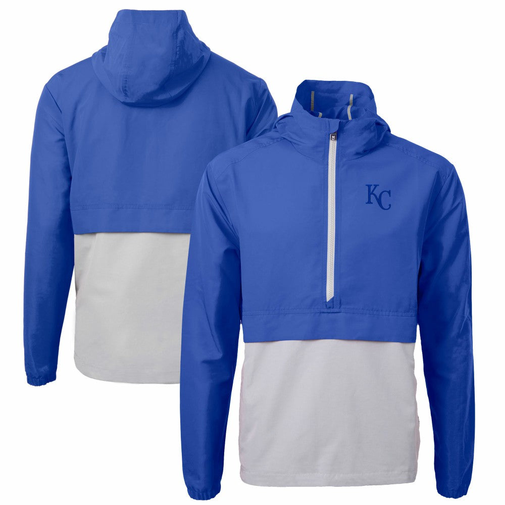 Royal/Gray Kansas City Royals Cutter & Buck Charter Eco Recycled Half-Zip Anorak Jacket