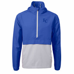Royal/Gray Kansas City Royals Cutter & Buck Charter Eco Recycled Half-Zip Anorak Jacket