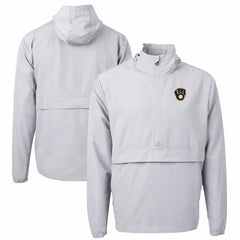 Gray Milwaukee Brewers Cutter & Buck Charter Eco Recycled Half-Zip Anorak Jacket