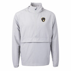 Gray Milwaukee Brewers Cutter & Buck Charter Eco Recycled Half-Zip Anorak Jacket