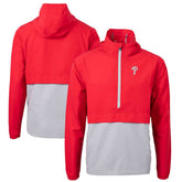 Red/Gray Philadelphia Phillies Cutter & Buck Charter Eco Recycled Half-Zip Anorak Jacket