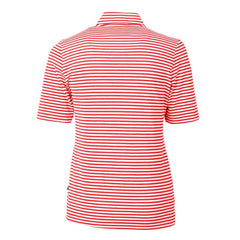 Red Atlanta Braves Cutter & Buck Women's Virtue Eco Pique Stripe Recycled Quarter-Zip Pullover Top