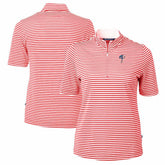 Red Philadelphia Phillies Cutter & Buck Women's Virtue Eco Pique Stripe Recycled Quarter-Zip Pullover Top