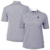 Navy Atlanta Braves Cutter & Buck Women's Virtue Eco Pique Stripe Top