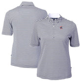 Navy Chicago Cubs Cutter & Buck Women's Virtue Eco Pique Stripe Top