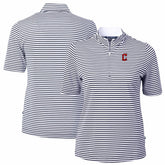 Navy Cleveland Guardians Cutter & Buck Women's Virtue Eco Pique Stripe Top