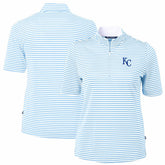 Powder Blue Kansas City Royals Cutter & Buck Women's Virtue Eco Pique Stripe Top