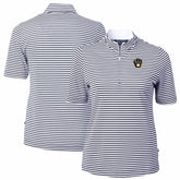 Navy Milwaukee Brewers Cutter & Buck Women's Virtue Eco Pique Stripe Top