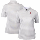 Gray Philadelphia Phillies Cutter & Buck Women's Virtue Eco Pique Stripe Top