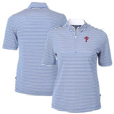 Blue Philadelphia Phillies Cutter & Buck Women's Virtue Eco Pique Stripe Top