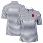 Navy St. Louis Cardinals Cutter & Buck Women's Virtue Eco Pique Stripe Top