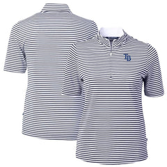 Navy Tampa Bay Rays Cutter & Buck Women's Virtue Eco Pique Stripe Top
