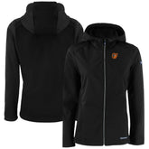 Black Baltimore Orioles Cutter & Buck Women's Evoke Eco Softshell Recycled Full-Zip Jacket