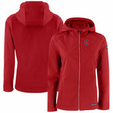 Red Cleveland Guardians Cutter & Buck Women's Evoke Eco Softshell Recycled Full-Zip Jacket