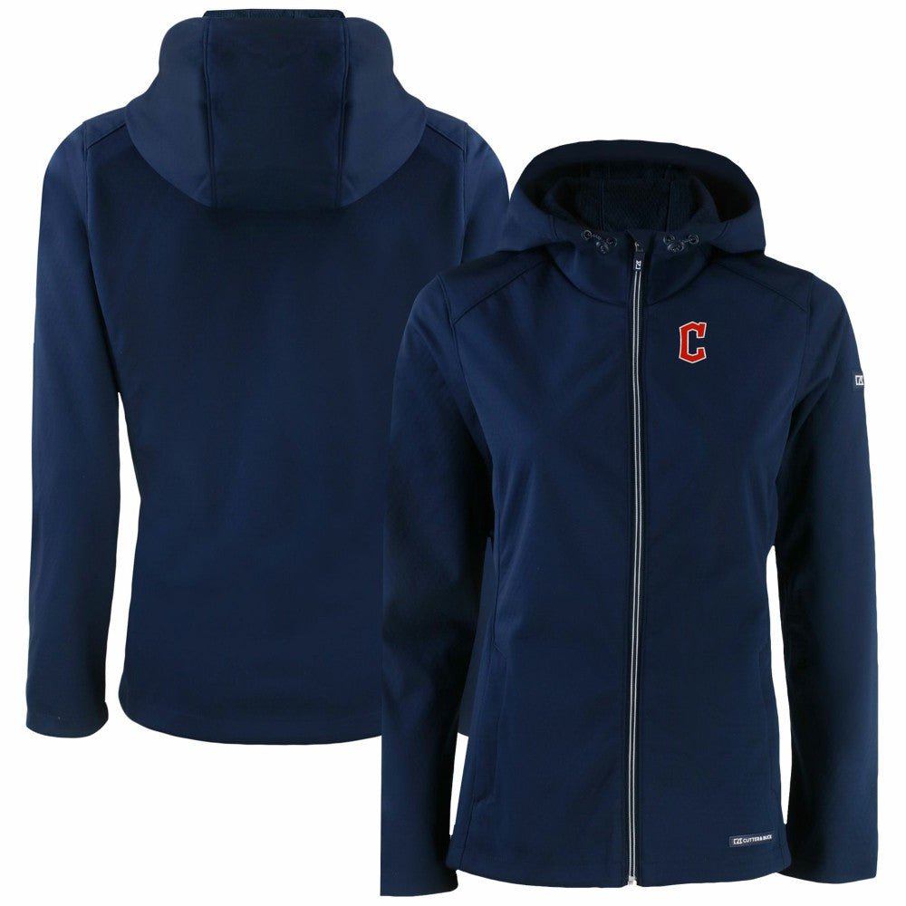 Navy Cleveland Guardians Cutter & Buck Women's Evoke Eco Softshell Recycled Full-Zip Jacket