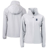 Gray Detroit Tigers Cutter & Buck Women's Charter Eco Recycled Full-Zip Jacket