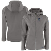 Gray Detroit Tigers Cutter & Buck Women's Evoke Eco Softshell Recycled Full-Zip Jacket