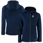 Navy Detroit Tigers Cutter & Buck Women's Evoke Eco Softshell Recycled Full-Zip Jacket