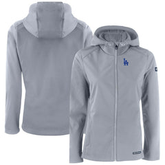 Gray Los Angeles Dodgers Cutter & Buck Women's Evoke Eco Softshell Recycled Full-Zip Jacket