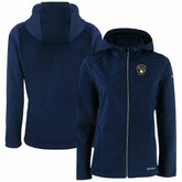 Navy Milwaukee Brewers Cutter & Buck Women's Evoke Eco Softshell Recycled Full-Zip Jacket