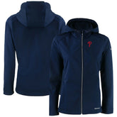 Navy Philadelphia Phillies Cutter & Buck Women's Evoke Eco Softshell Recycled Full-Zip Jacket
