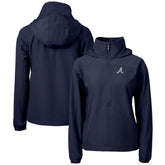 Navy Atlanta Braves Cutter & Buck Women's Charter Eco Recycled Half-Zip Anorak Jacket