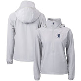 Gray Detroit Tigers Cutter & Buck Women's Charter Eco Recycled Half-Zip Anorak Jacket