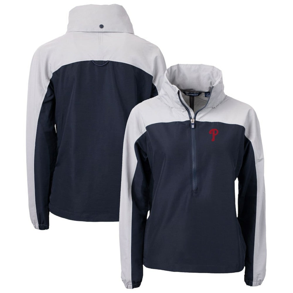 Navy Philadelphia Phillies Cutter & Buck Women's Charter Eco Recycled Half-Zip Anorak Jacket