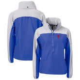 Royal Philadelphia Phillies Cutter & Buck Women's Charter Eco Recycled Half-Zip Anorak Jacket